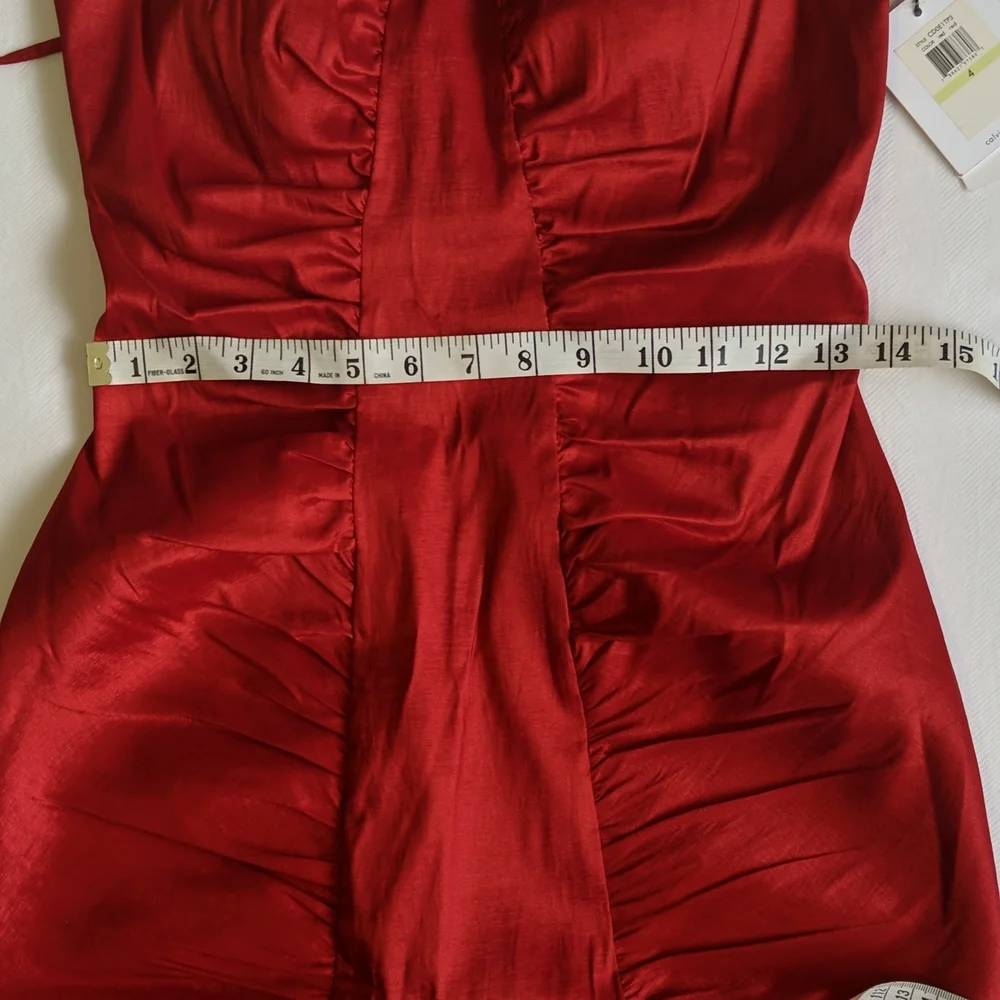 NWT Calvin Klein red strappy mini dress with ruching women's US 4 - Picture 9 of 12